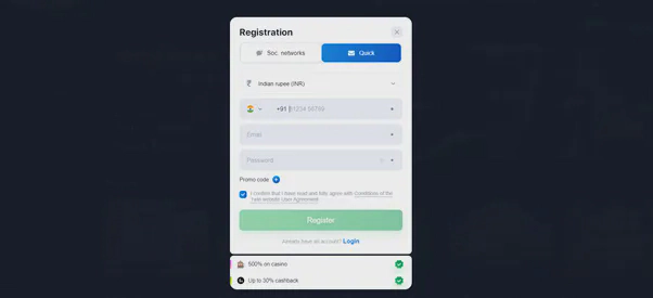 1win casino how to register
